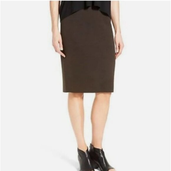 Eileen Fisher Military Green Stretchy Ponte Career Pencil Skirt Size Small S - Picture 1 of 6